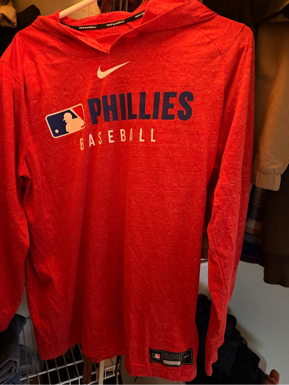 Nike Red Baseball Tee hoodie with Subtle Swoosh